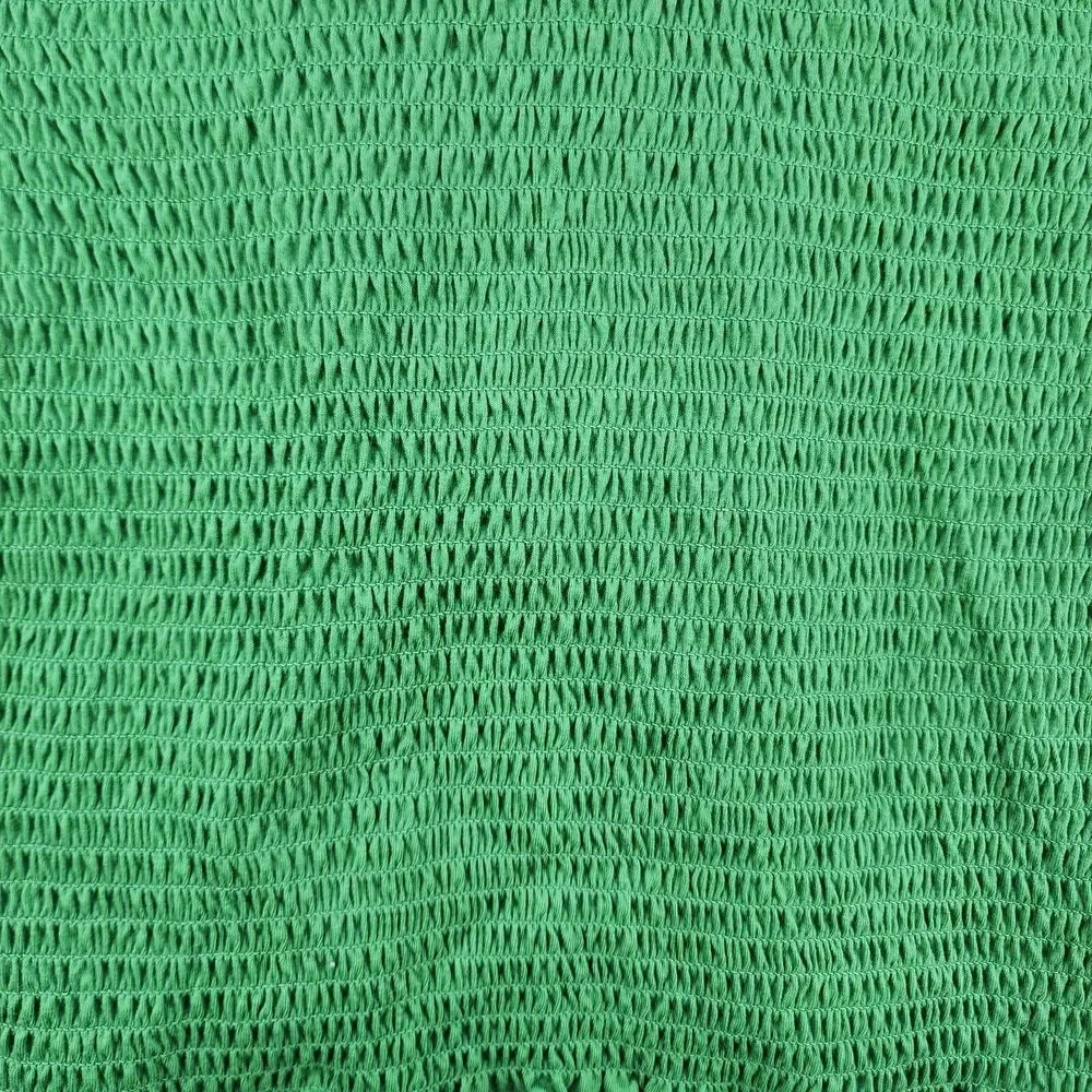 Crave FAME Halter Top Women Junior's Large Lime Ice Solid Smocked Ruffle Hem~ - Picture 4 of 13
